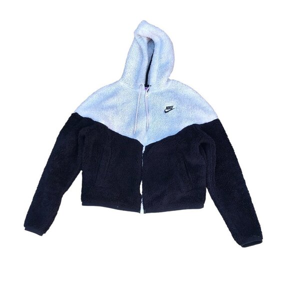 Rare Nike Sherpa Jacket XS White/Black - Picture 2 of 7